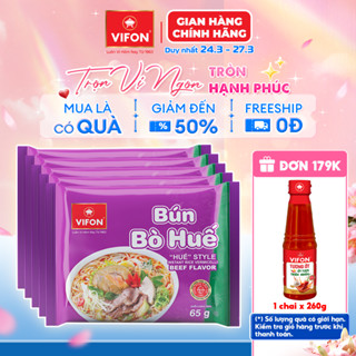 [Voucher 15%] Set 5 Gói Bún Bò Huế/Bún Giò Heo/Bún Tôm VIFON - Thơm Ngon Truyền Thống, 65g/Gói