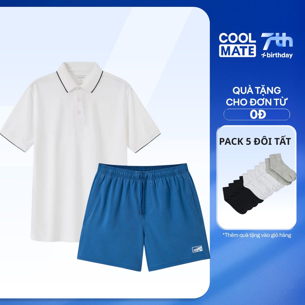 [Tặng pack 5 đôi tất] Set Đồ Nam Đi Chơi, Dạo Phố Áo Polo Pique Cafe và Quần Shorts Summer Cool Cool