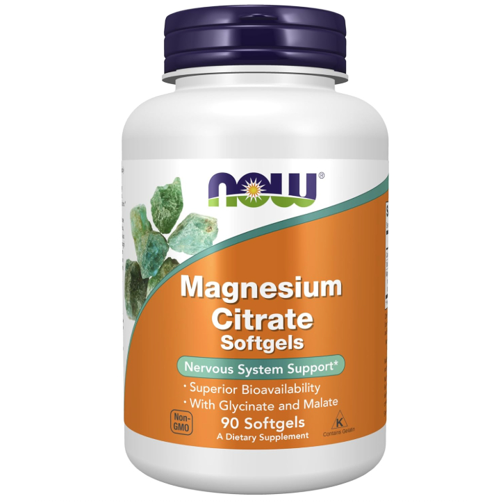 Viên uống NOW Magnesium Citrate – Hỗ trợ thần kinh, cơ bắp & giấc ngủ