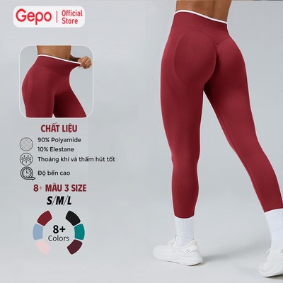 GEPO Quần Legging Thể Thao Basi, Chất Liệu Dệt Kim Cao Cấp 90% Polyamide 10% Elastane, Phù Hợp Cho Tập Gym & Yoga GP132