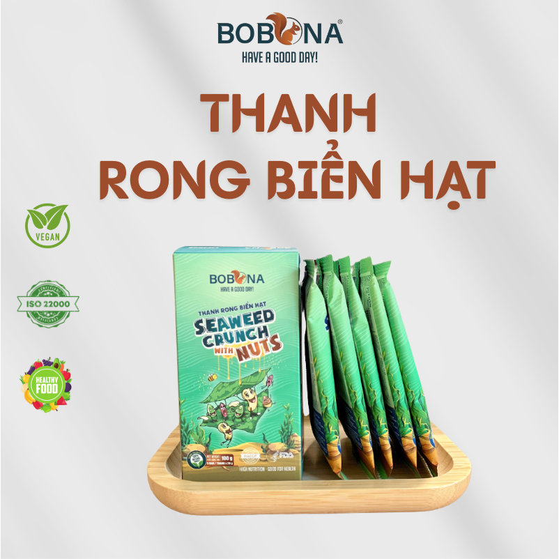 Bánh Hạt ăn vặt BOBONA: bánh rong biển hạt, bánh socola hạt, bánh mè đen hạt - Healthy Tiện Lợi, Cha