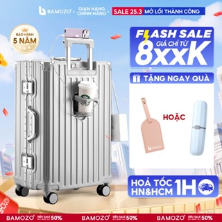 [ Best Seller ] Vali Khung Nhôm Khóa Sập Bamozo Size 20/24/28, Nhựa PC Cao Cấp, Bo 4 Góc Kim Loại Chống Va Đập Tốt_9066