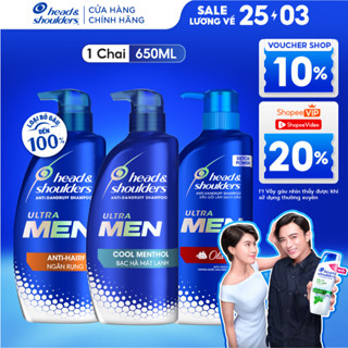 Dầu Gội Sạch Gàu HEAD & SHOULDERS Ultra Men Bạc Hà Mát Lạnh/ Ngăn Rụng Tóc/ Hương Nước Hoa - Chai 650ML