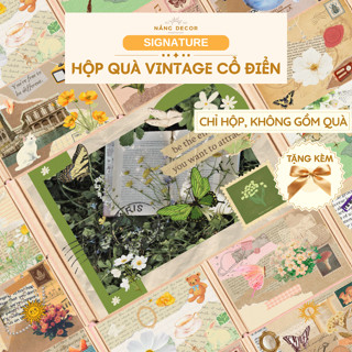 [Hỏa Tốc HCM ][15 Mẫu] Hộp đựng quà vintage kraft nắp gài trang trí,chúc mừng, cám ơn, tình yêu họa tiết Nắng Decor