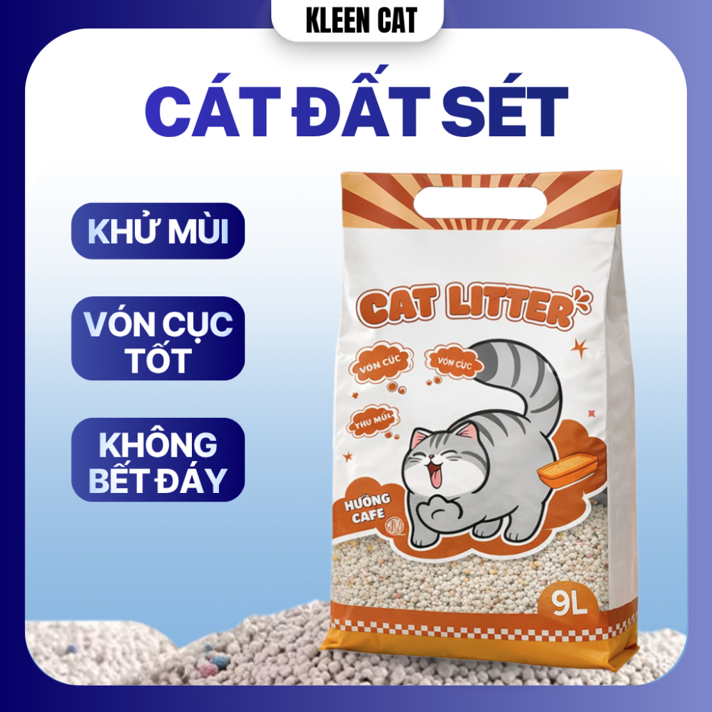 Cát Vệ Sinh Cho Mèo 9l Premium Cat Litter Kleen Khử Mùi, Không Bết Đáy Kleen Cat