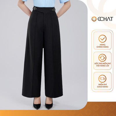 Quần Ống Rộng 𝐂𝐂𝐇𝐀𝐓 Dáng Suông Elysian Cạp Trang Trí Chất Liệu Tuytsi Cao Cấp 25QDS2018ST