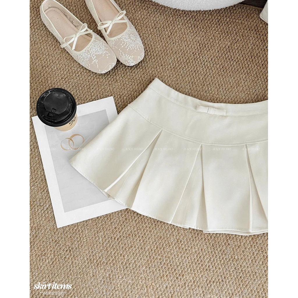Chân váy xếp ly nữ phối nơ có thể tháo rời có quần bảo hộ Jeace Studio