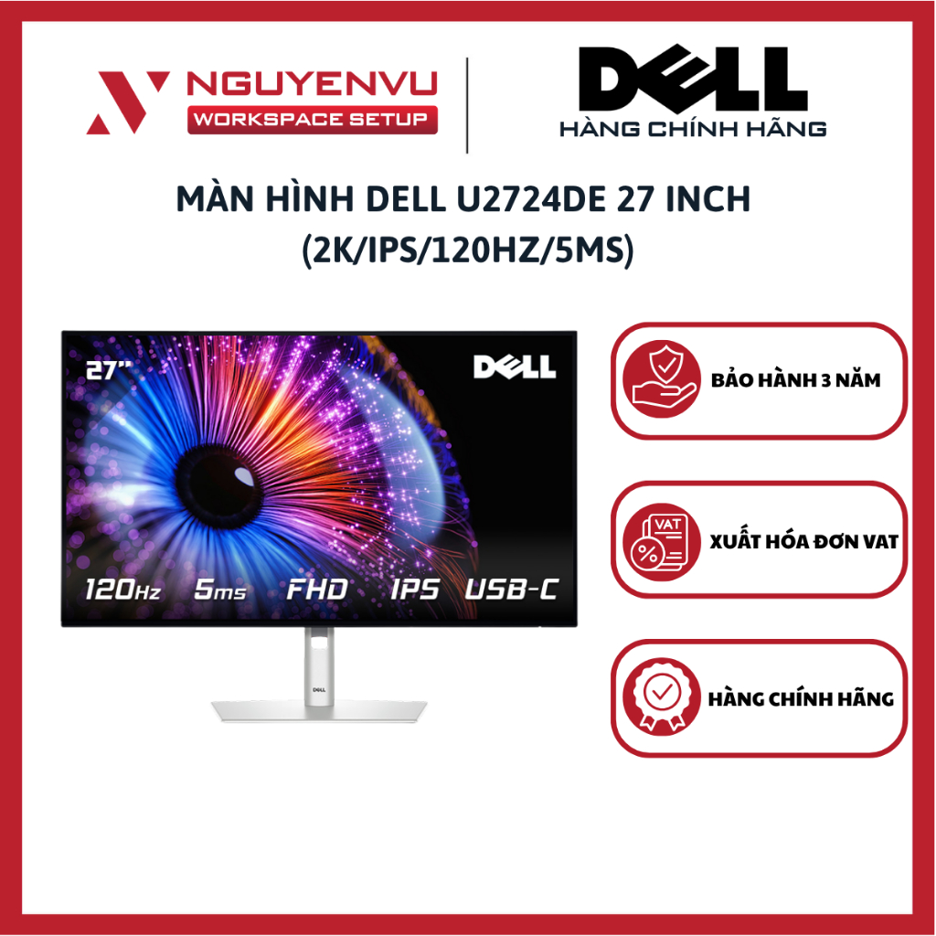 Màn Hình Đồ Họa Dell U2724DE 27 Inch 2K (QHD/IPS/120Hz/5ms) - Hàng Chính Hãng