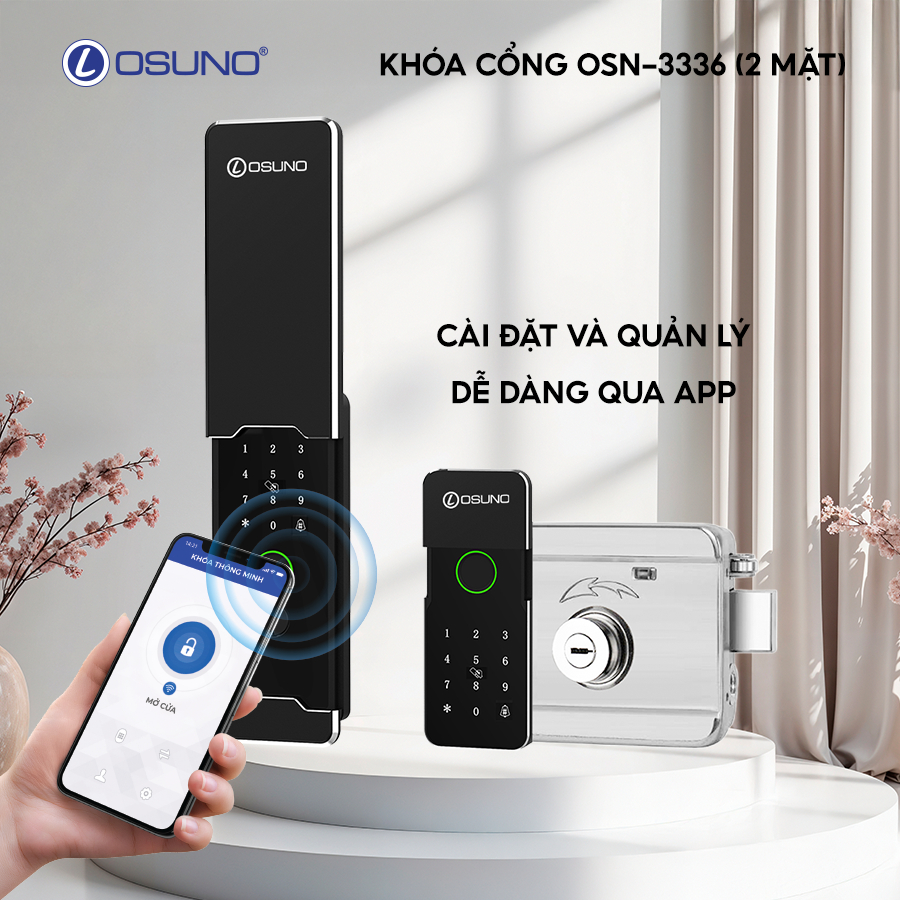 Khoá cửa cổng OSUNO Nắp trượt_ kháng nước tuyệt đối |OSN-3336| Khoá cửa thông minh OSUNO