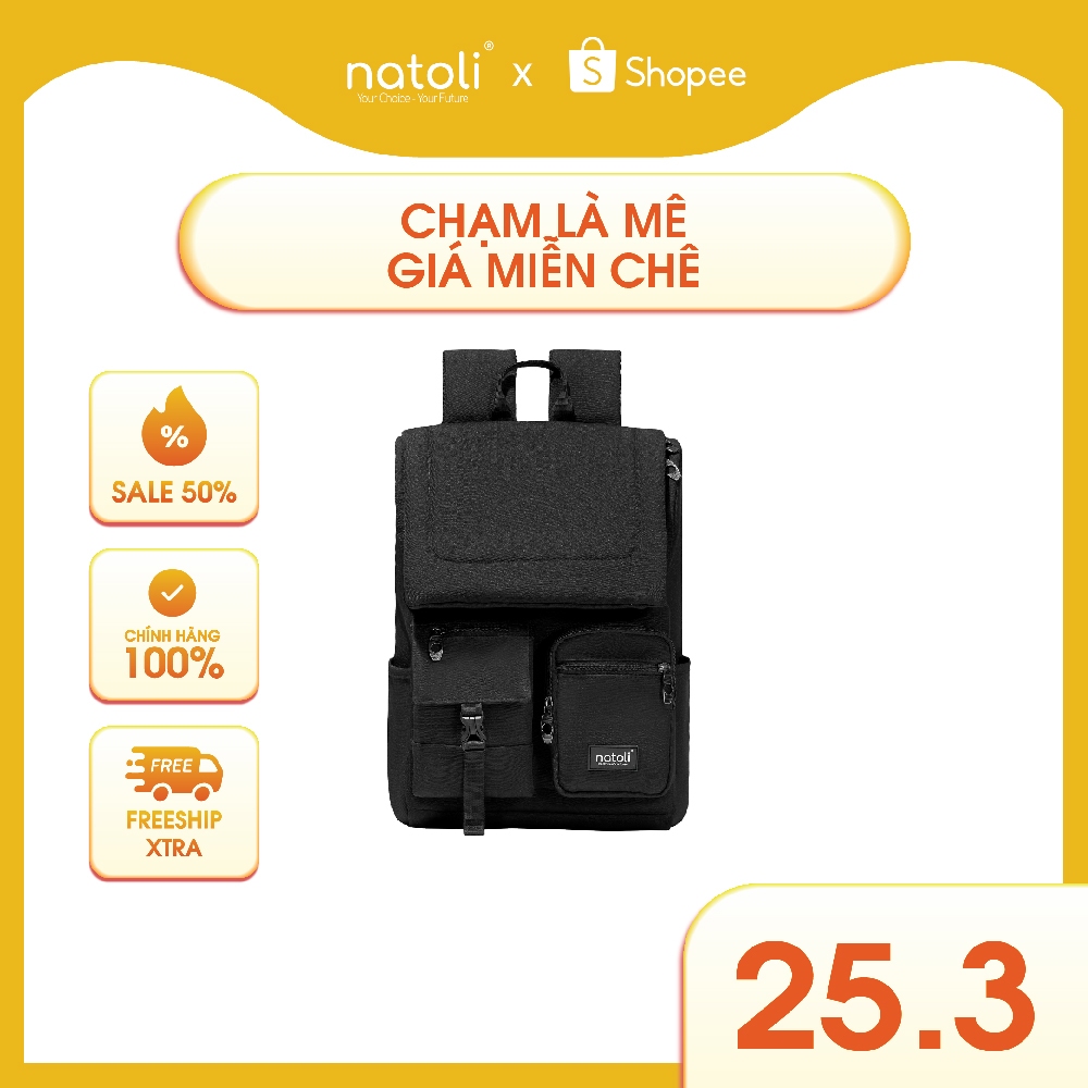 Balo laptop 15 6 inch thương hiệu NATOLI, cặp đi học nam chống sốc chống nước tốt Global Backpack B8