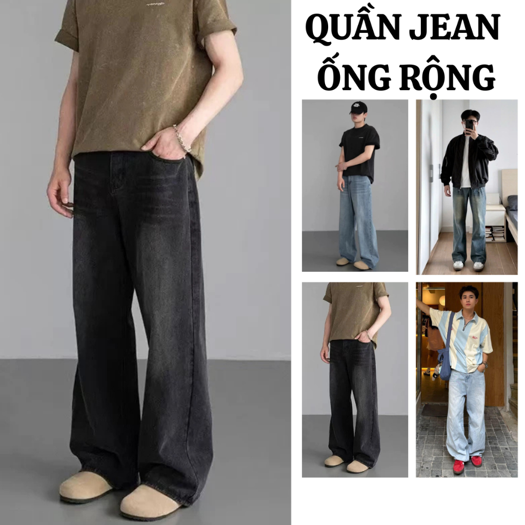 Quần JEAN nam FABUMAN ống suông rộng CẠP CAO chất JEAN mềm màu RETRO WASH xám đen trầm BIGSIZE