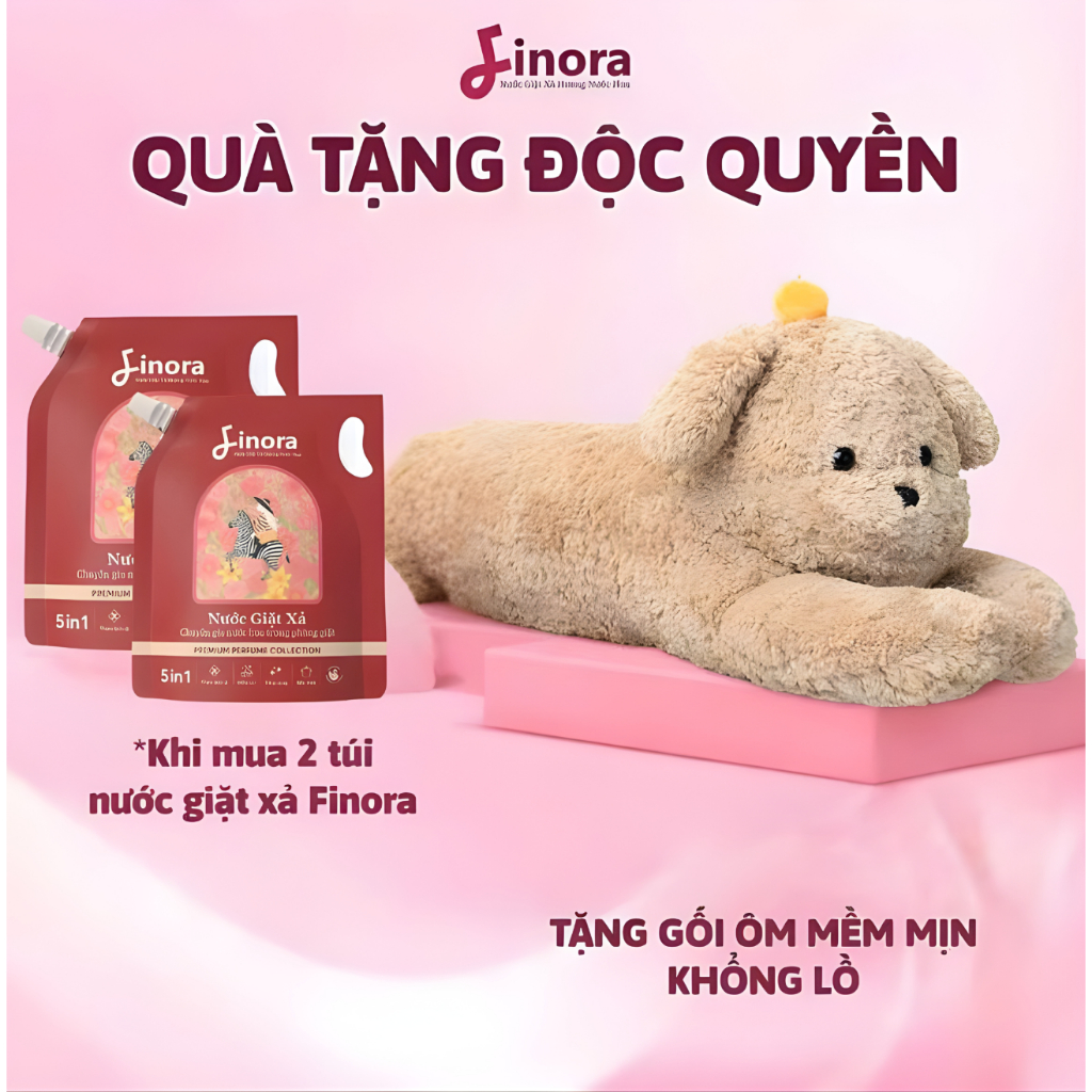 [[Tặng Gấu Ôm Nâu Khổng Lồ] Combo 2 Nước Giặt Xả Finora - Chuyên Gia Nước Hoa Túi 1kg