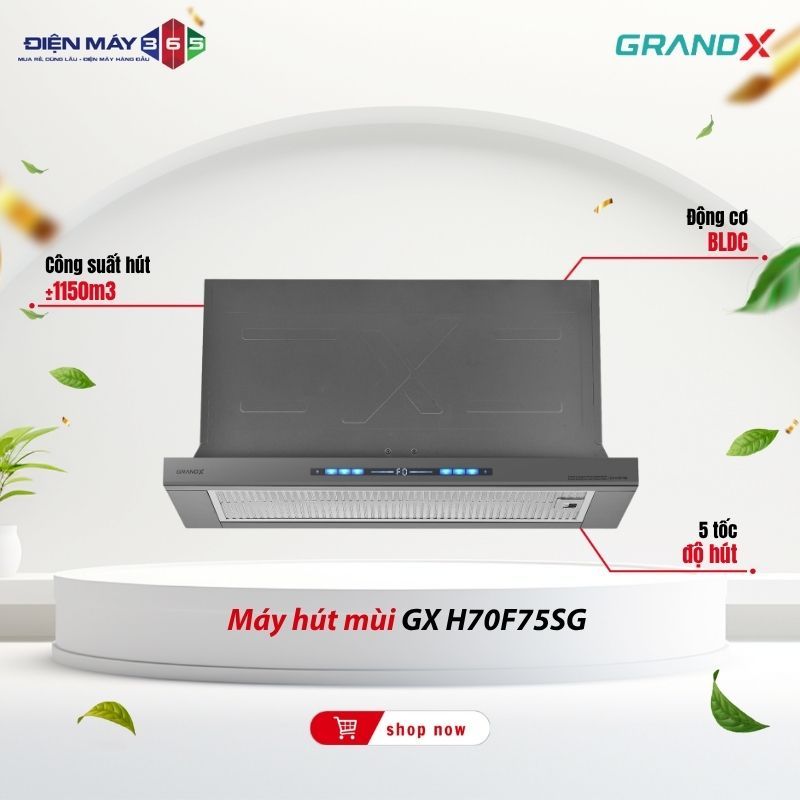 Máy hút mùi âm tủ GrandX GX H70F75G/GX H70F75SG - Hiện Đại Công Suất Lớn Hút Sạch Mùi