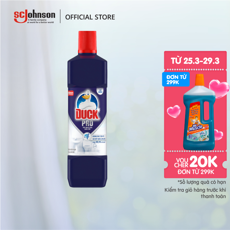 DUCK Combo 2 Tẩy Rửa Nhà Tắm Siêu Tẩy Pro Diệt 99,9% Vi Khuẩn, Tẩy Sạch Vết Bẩn 900ml x2