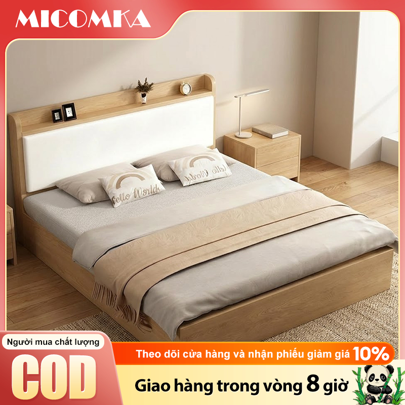 Giường Ngủ Gỗ Kiểu Dáng Hiện Đại Đệm Mềm Thoải Mái Tiết Kiệm Diện Tích Cho Phòng Ngủ Nhỏ