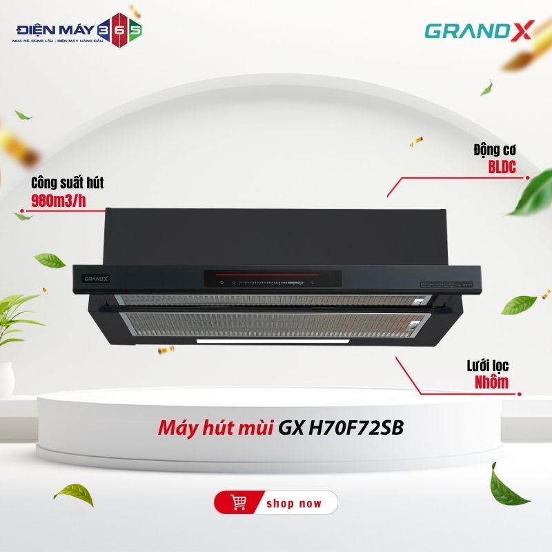 Máy hút mùi âm tủ GrandX GX H70F72B/GX H70F72SB - Sang Trọng Hút Khói Nhanh Vận Hành Êm