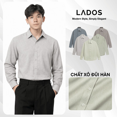 [OUTLET - KHÔNG ĐỔI TRẢ] Áo sơ mi nam dài tay vải xô đũi cao cấp LADOS-18136 trẻ trung phong cách Hàn Quốc
