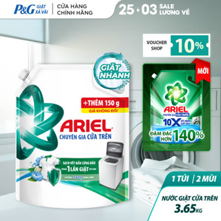 Nước Giặt ARIEL Chuyên Gia Cửa Trên Ngăn Lem Màu Hương Downy Nắng Sớm/ Nước Hoa Túi 3.65KG