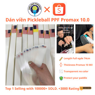 Combo 3/5/10 Miếng Dán Viền Vợt Pickleball PPF ProMax 10Mil – Full 74cm, Cờ Mỹ 🇺🇸 [Chính Hãng]