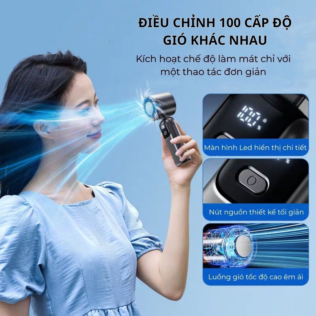 (Mẫu Mới 2026) Quạt Cầm Tay, Đeo ổ Mini Sò Lạnh 100 Cấp Độ Gió S17, Quạt Tích Điện Tốc Độ Cao Sạc Di Động Pin 5000mah.. | BigBuy360 - bigbuy360.vn