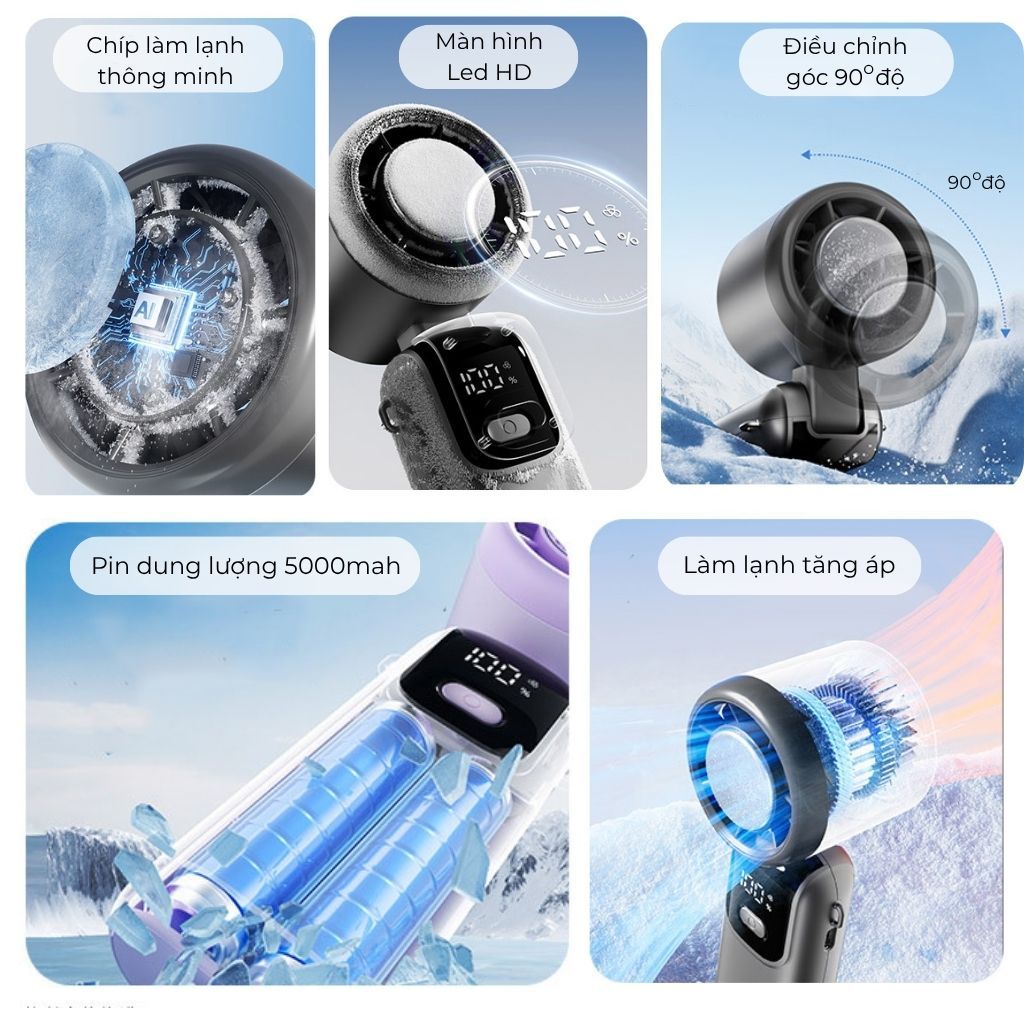 (Mẫu Mới 2026) Quạt Cầm Tay, Đeo ổ Mini Sò Lạnh 100 Cấp Độ Gió S17, Quạt Tích Điện Tốc Độ Cao Sạc Di Động Pin 5000mah.. | BigBuy360 - bigbuy360.vn