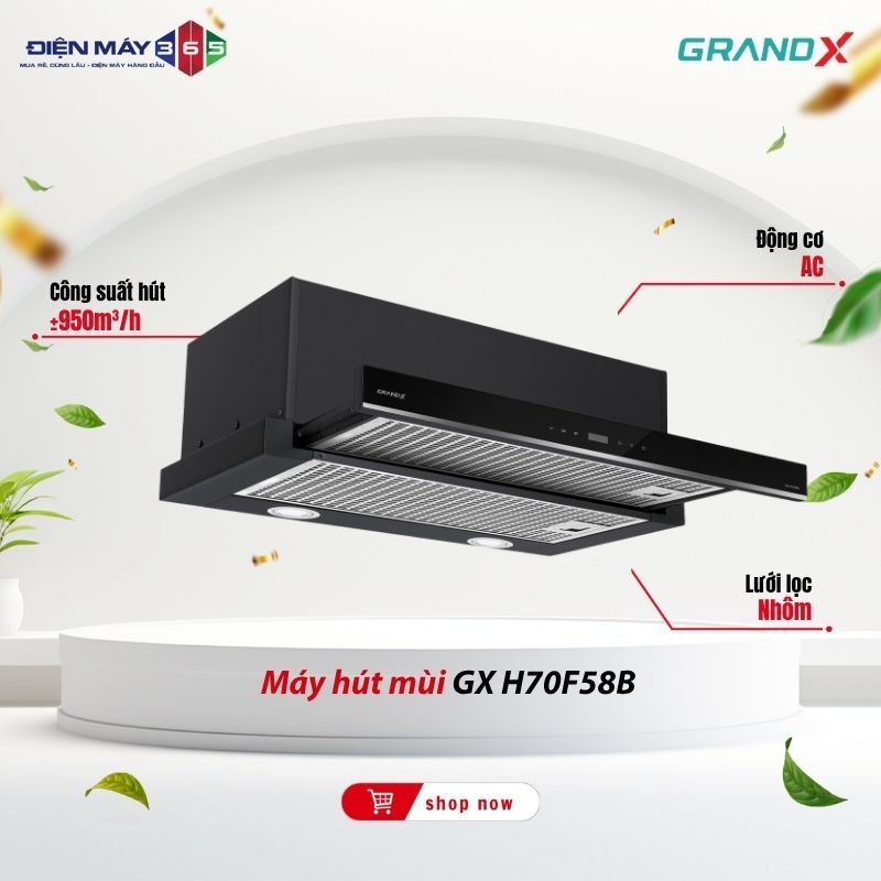 Máy hút mùi âm tủ GrandX GX H70F58B - Thiết Kế Hiện Đại Hút Mùi Nhanh Không Gây Ồn