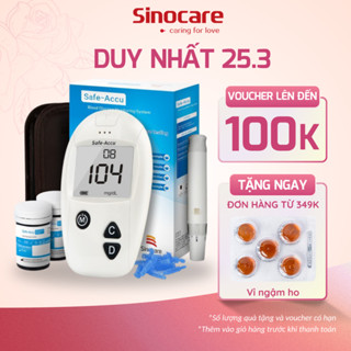 Máy Đo Đường Huyết Sinocare Safe Accu Kèm 50 Que Thử Và 50 Kim Lấy Máu
