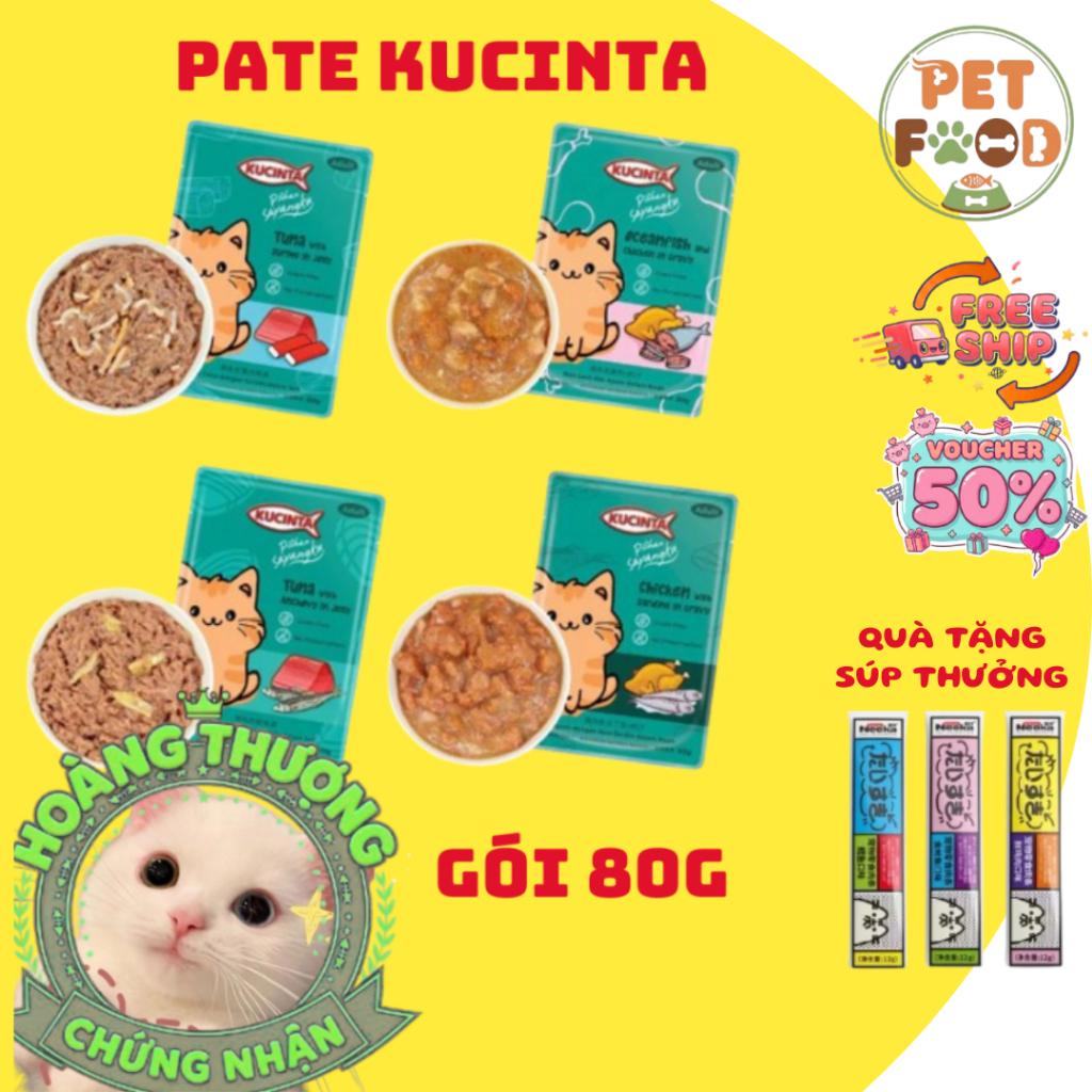 [HỎA TỐC] Giá Sỉ Pate KUCINTA Gói 80g Dành Cho Mèo - Pate Mèo Cam Kucinta Nhập Khẩu Malaysia
