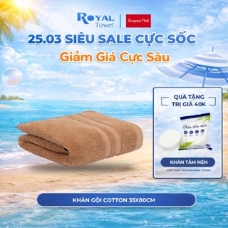 Khăn Gội Royal Towel 35x80cm Sợi Cotton Mềm Mịn, Thấm Hút Tốt, Không Xổ Lông, Không Phai Màu