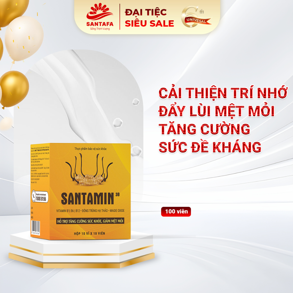Viên Uống Tổng Hợp Santamin 3B Santafa – Bổ Sung Vitamin B, Hỗ Trợ Tăng Cường Sức Khỏe, Giảm Mệt Mỏi