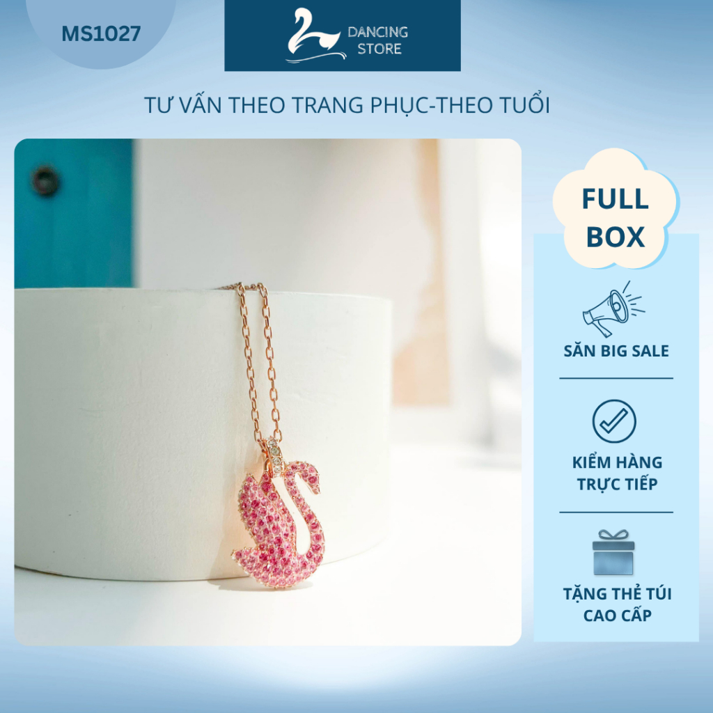 Vòng Cổ Nữ Iconic Swan Đá hồng mẫu mới Nữ Tính Dancing Store Fullbox