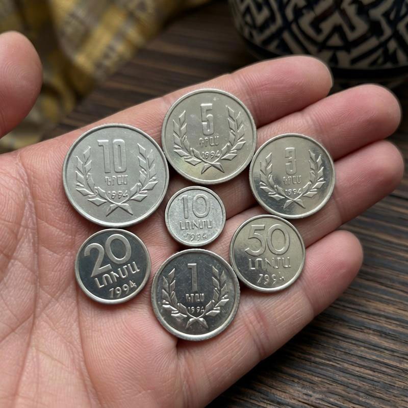 Set 7 Xu Armenia 1994 Sưu Tầm Đủ MG 1–3–5–10–20–50 Luma – Xu Sưu Tầm