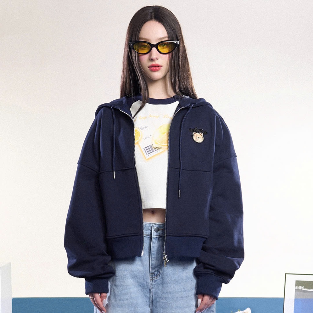 Áo khoác hoodie zip form boxy Bear Boxy Ver 2 AIAI OFFICIAL (KHÓA KÉO 1 CHIỀU)