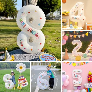 Bóng Số Tuổi Sinh Nhật 70cm Màu Trắng Kèm Sticker - Bóng Số Trắng Decor Trang Trí Sinh Nhật Cho Bé