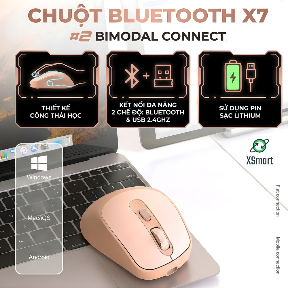 Chuột Không Dây Máy Tính Bluetooth FreeWolf X7 Wireless Pin Sạc Kết Nối 2 Chế Độ Cho Mọi Thiết Bị | BigBuy360 - bigbuy360.vn