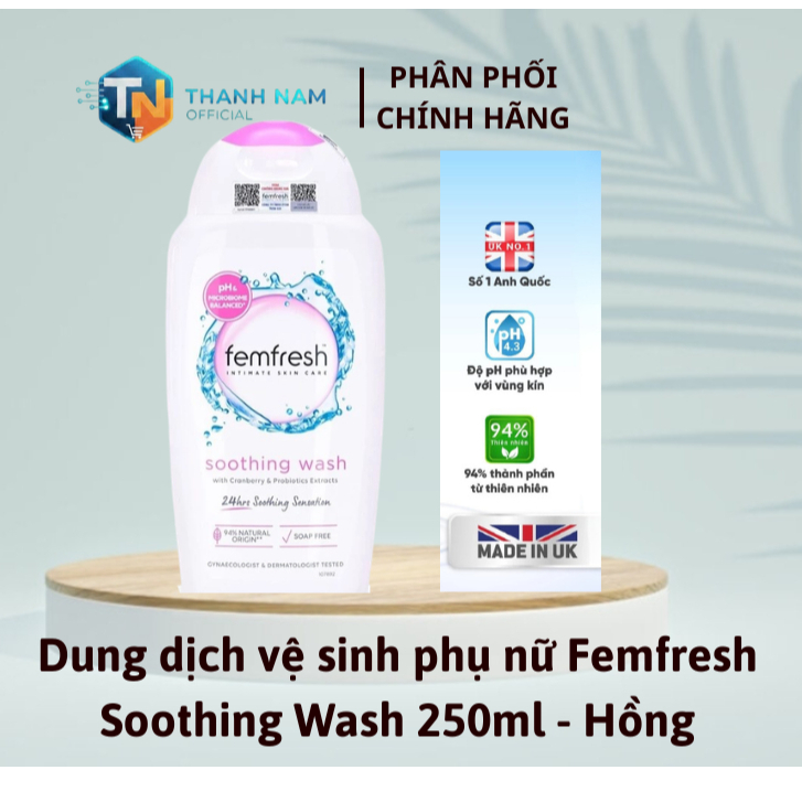 Dung dịch vệ sinh phụ nữ cao cấp Femfresh Soothing Wash 250ml - Hồng