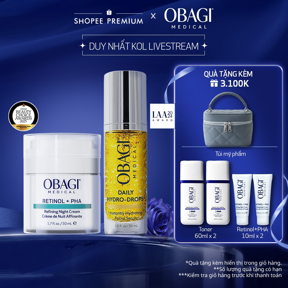 [Obagi-KOL] Bộ đôi Kem tái tạo ngăn ngừa lão hóa da Obagi Medical Retinol + PHA 50ml và Serum Daily 