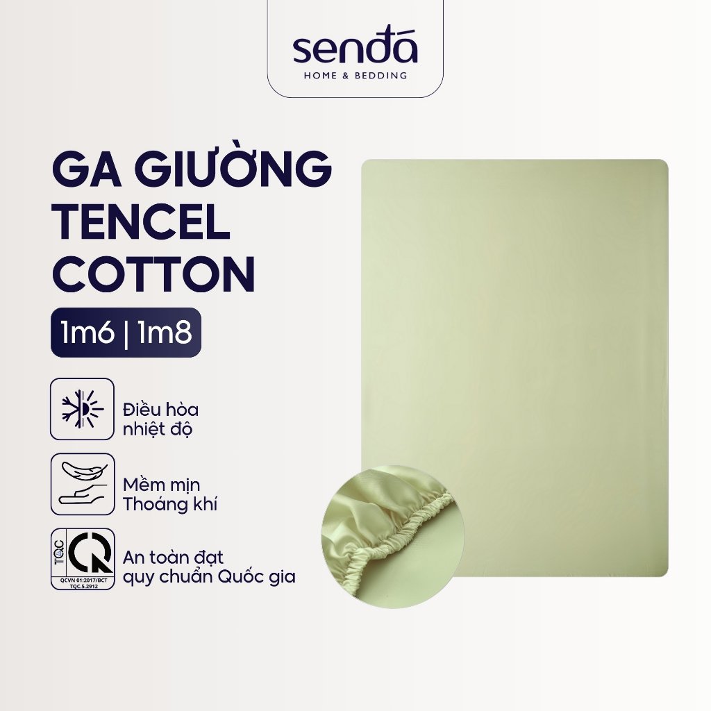 Ga giường Lụa Tencel Cotton 1m6 1m8 Sen Đá Home Bedding cao cấp trơn màu, drap bo chun trải nệm 1m6x