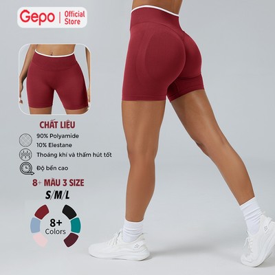 GEPO Quần Short Thể Thao Basi,Chất Liệu Dệt Kim 90% Polyamide 10% Elastane,Co Giãn Tốt,Thoáng Khí Tập Gym & Yoga GP131