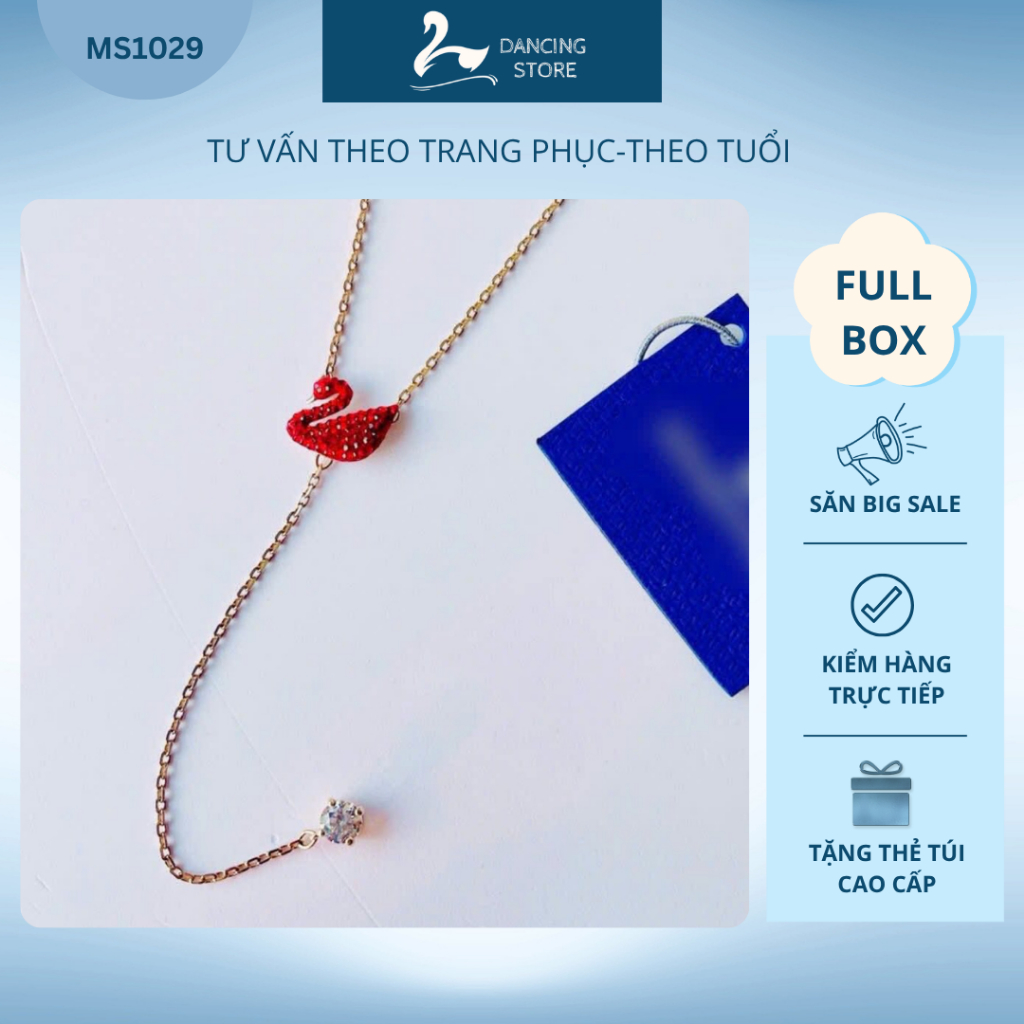 Vòng Cổ Y Nữ Iconic Swan Đá đỏ  Thanh Lịch Dancing Store Fullbox