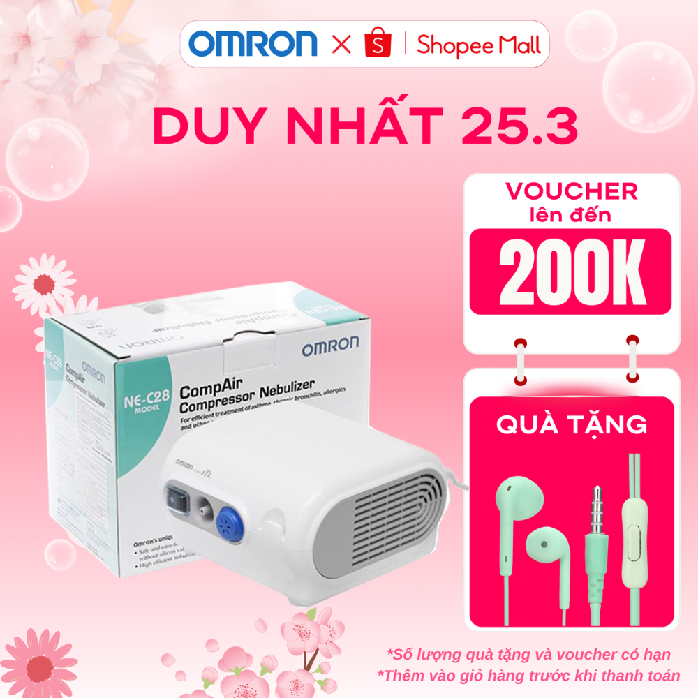 Máy Xông Khí Dung Omron Ne-C28, Chính Hãng, Bảo Hành 2 Năm, Hiệu Suất Lớn, Tiện Lợi