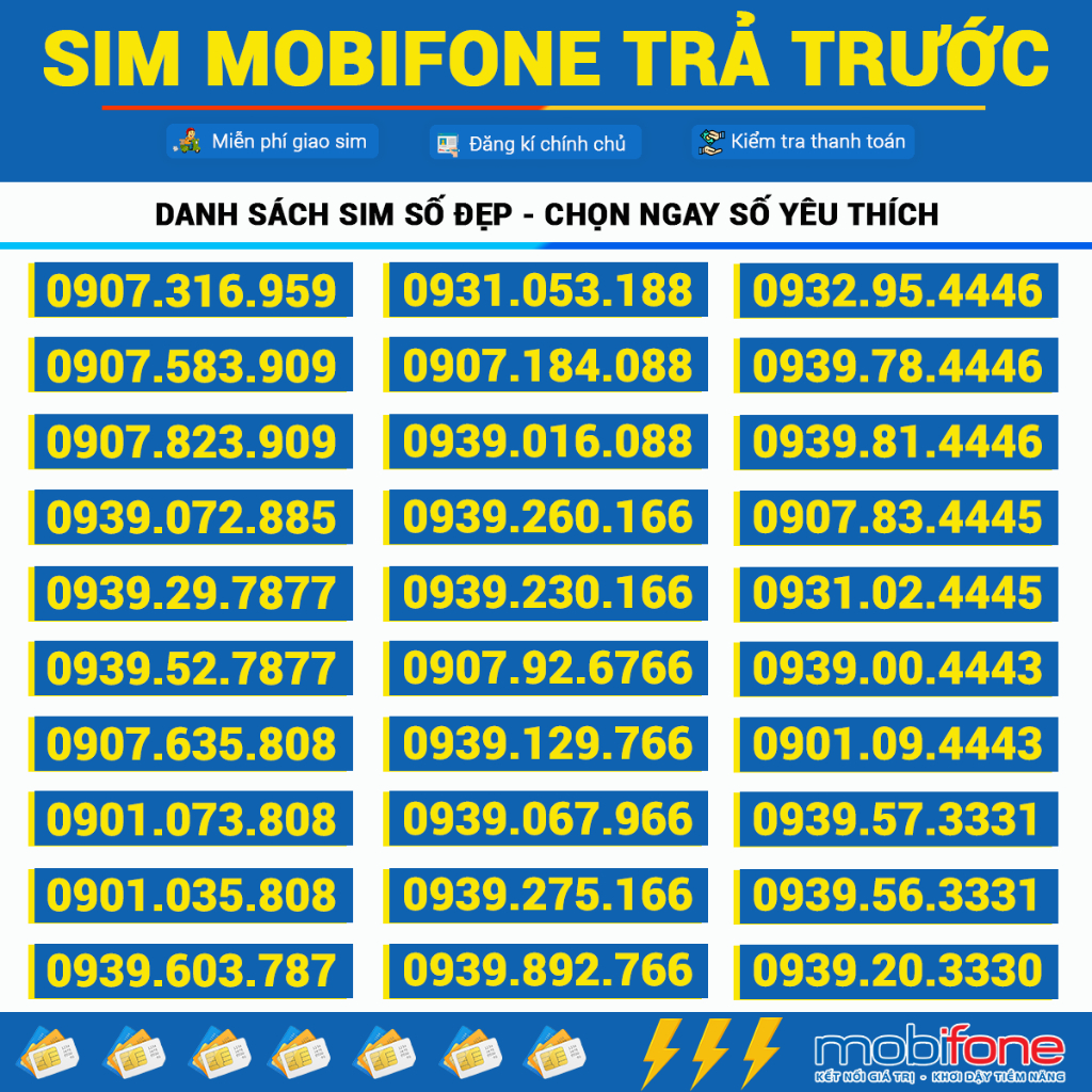Sim số đẹp mobifone dễ nhớ giá rẻ