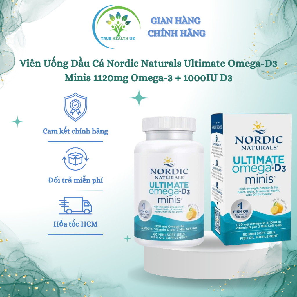 Viên Uống Dầu Cá Nordic Naturals Ultimate Omega-D3 Minis 1120mg Omega-3 + 1000IU D3