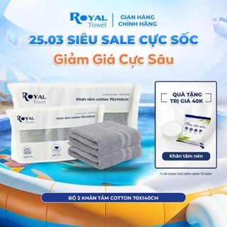 Bộ 2 Khăn Tắm Royal Towel 70x140cm Sợi Cotton Mềm Mịn, Thấm Hút Tốt, Không Xổ Lông, Không Phai Màu