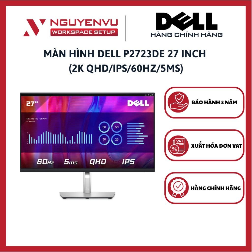 Màn Hình Đồ Hoạ Dell P2723DE 27 Inch 2K (QHD/IPS/60Hz/5ms) - Hàng Chính Hãng
