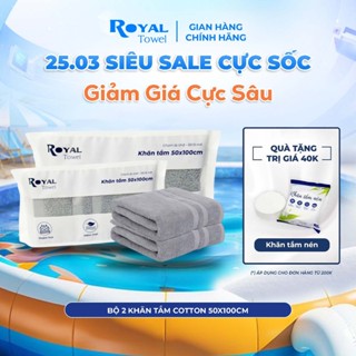 Bộ 2 Khăn Tắm Royal Towel 50x100cm Sợi Cotton Mềm Mịn, Thấm Hút Tốt, Không Xổ Lông, Không Phai Màu