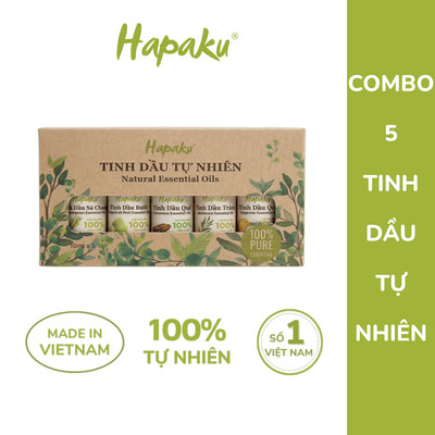 Combo 5 Lọ Tinh Dầu Tự Nhiên 10ml HAPAKU, Thư Giãn, Giảm Căng Thẳng, Tự Chọn Mùi Điền Trong Ghi Chú