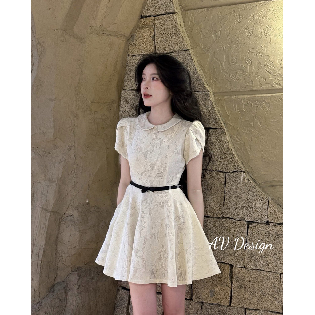 Váy nữ Đầm dự tiệc Ren Hoa Hàng Thiết Kế Chuẩn 2 lớp Form Y Mẫu Mặc AV Design