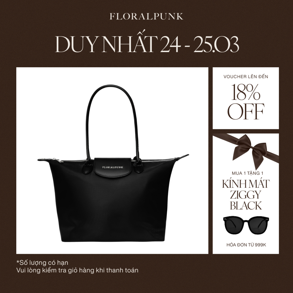 Túi xách Floralpunk City Tote Bag - Black - Chất liệu Nylon cao cấp không thấm nước - Đeo vai/ xách tay