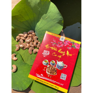 Hạt điều rang muối vỏ lụa Quân Đạt hộp giấy 500gr